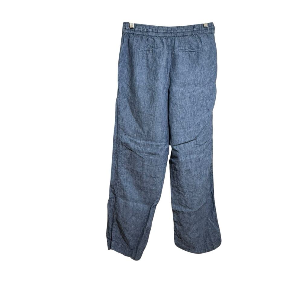 Charter Club Luxury Linen Chambray Pants Small Pull-on Wide Leg Cropped Coastal